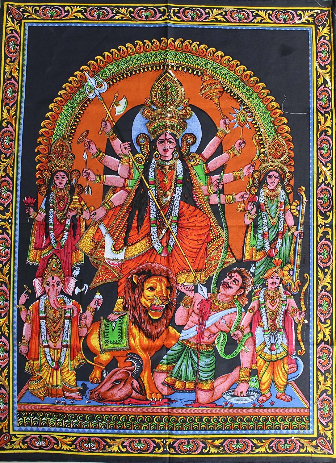 Indian Goddess Tapestry Wall Hanging Hindu God Wall Decor Poster India - Mangogiftsstore