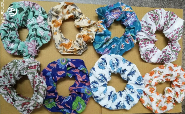 Hanblock Print Cotton Scrunchies