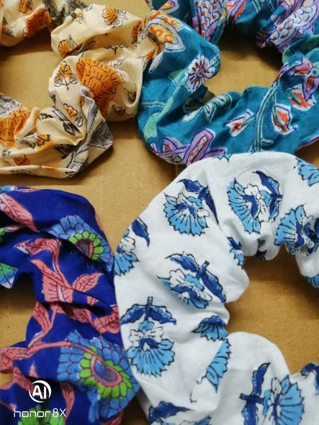 Hanblock Print Cotton Scrunchies