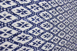 Hand Block Print Ikat Print Kantha 100%Cotton Queen Size Kantha Bedcover Blue - Mangogiftsstore