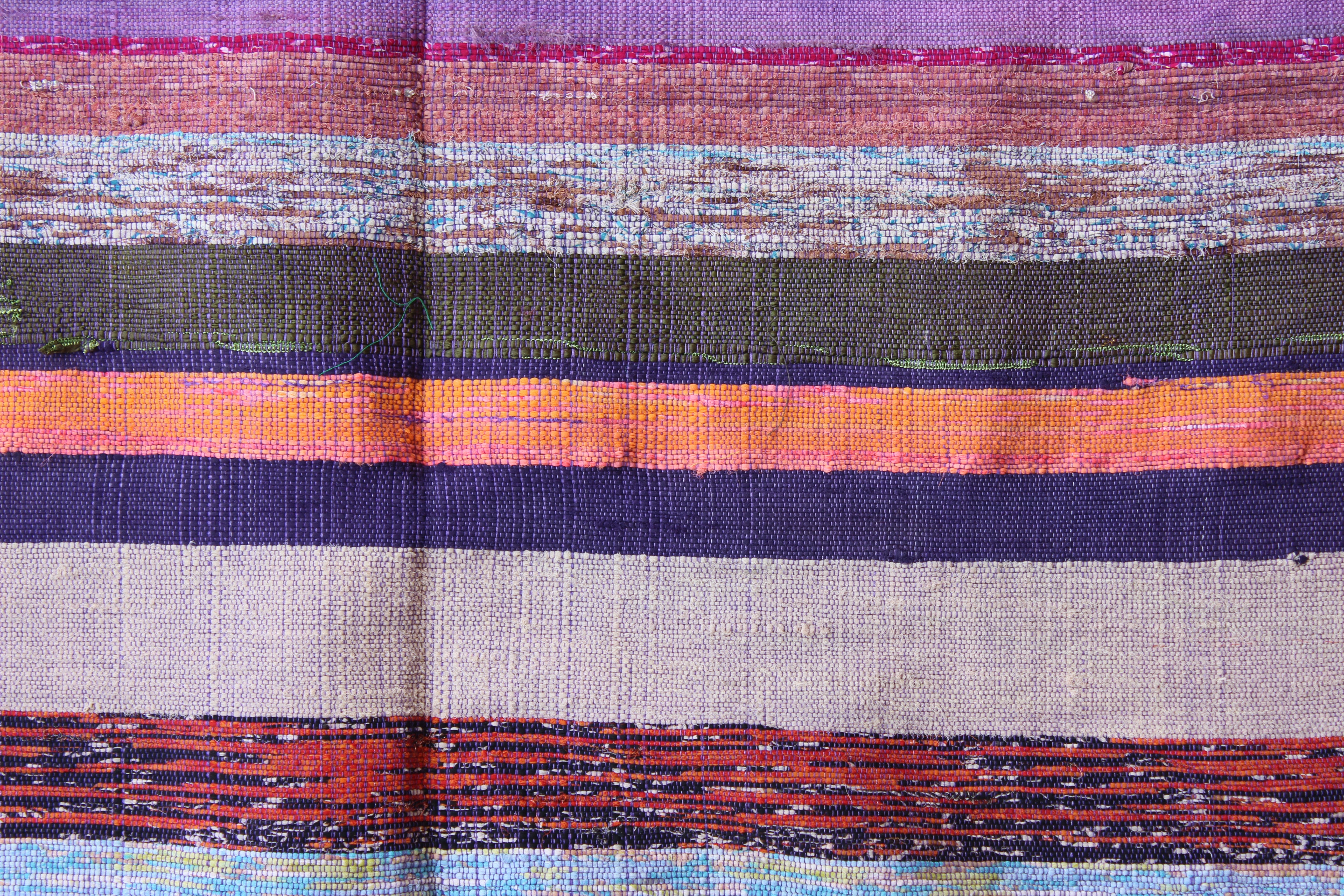 100% Recycled Fabric Rag Rug Chindi Durrie Area Rugs Hand Loomed Striped Floor Mat - Mangogiftsstore