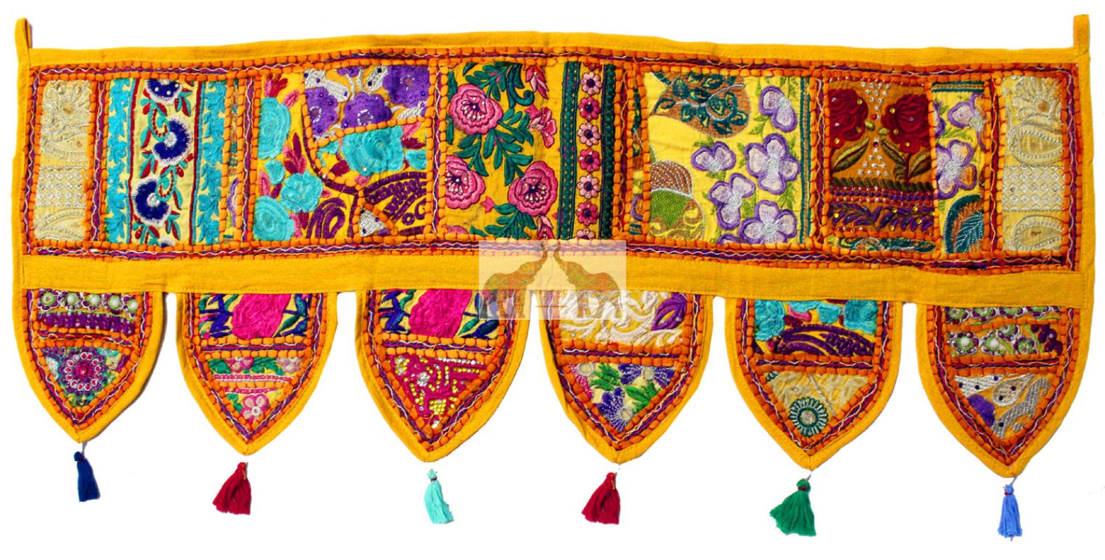 Handmade Decorative Patchwork Window Door Valance Topper Wall Hanging Indian Toran Festive Decoration - Mangogiftsstore