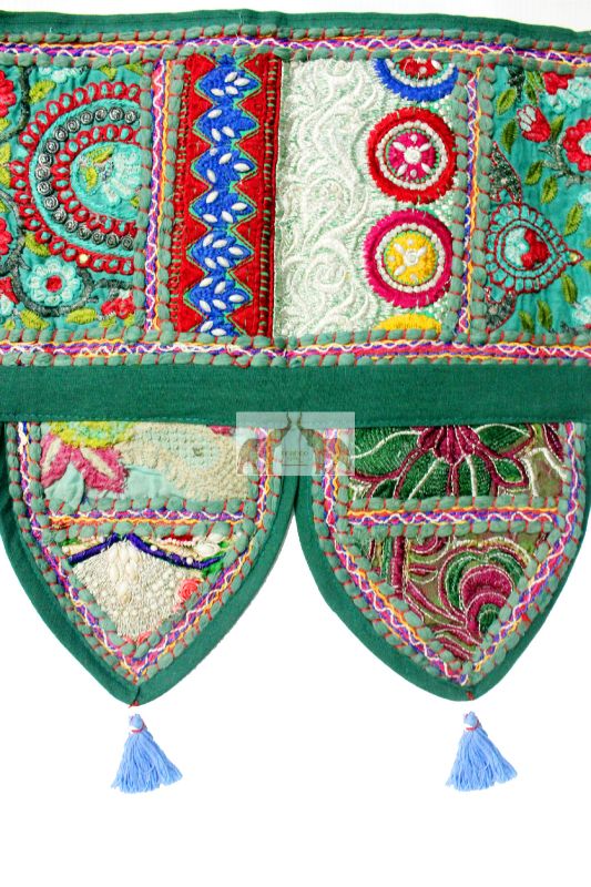 Handmade Decorative Patchwork Window Door Valance Topper Wall Hanging Indian Toran Festive Decoration - Mangogiftsstore