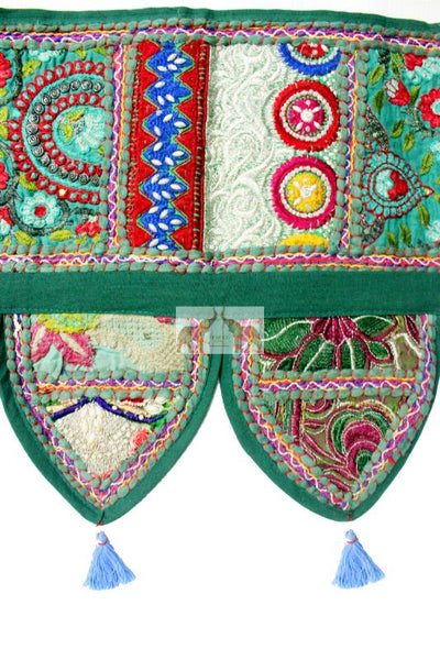 Handmade Decorative Patchwork Window Door Valance Topper Wall Hanging Indian Toran Festive Decoration - Mangogiftsstore