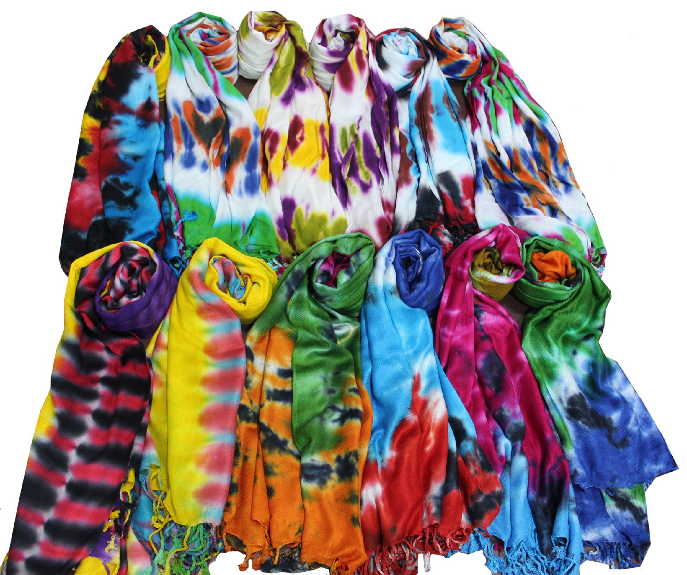 Colorful Women’s Tie-Dye Viscose Scarves - Lightweight