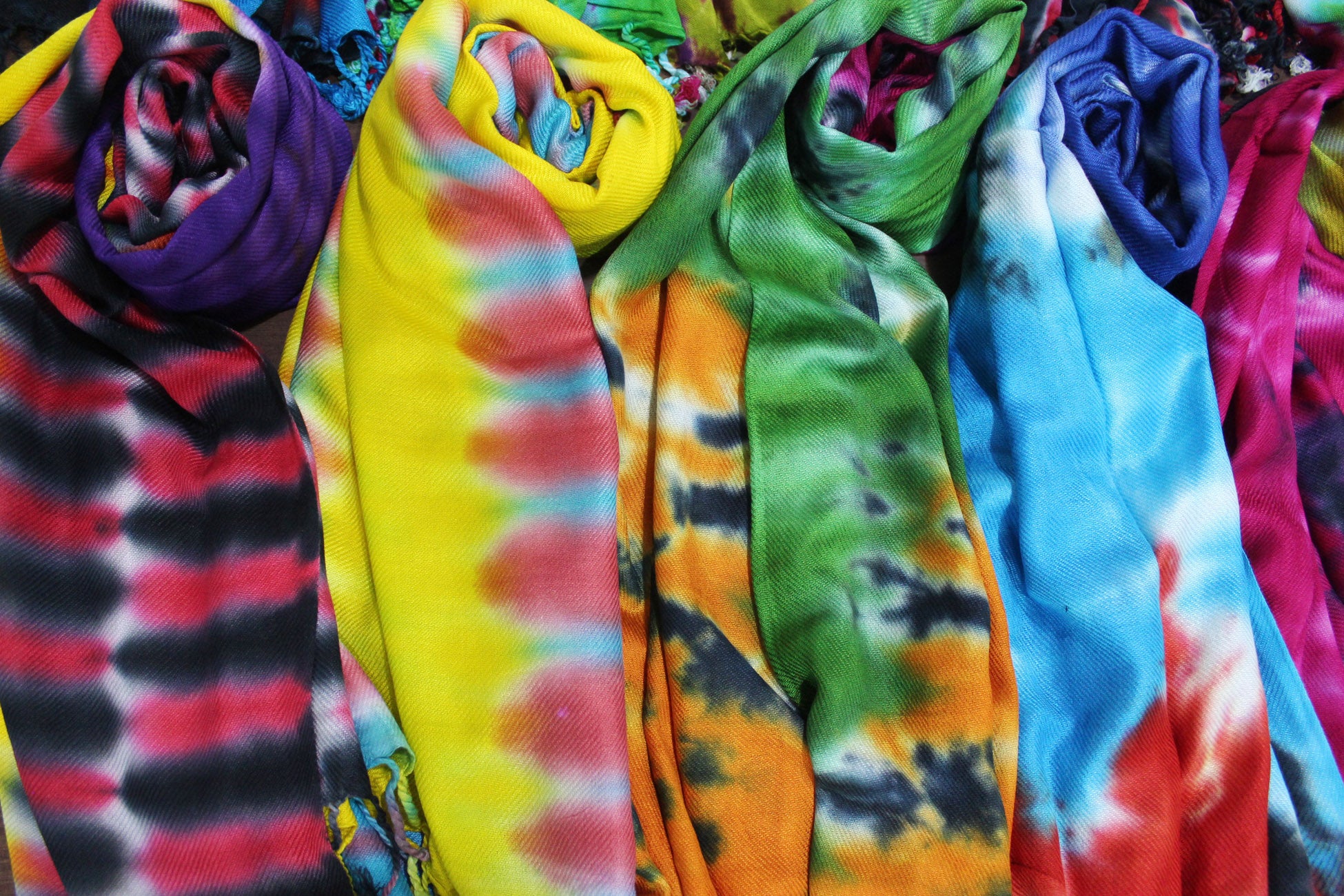 Colorful Women’s Tie-Dye Viscose Scarves - Lightweight
