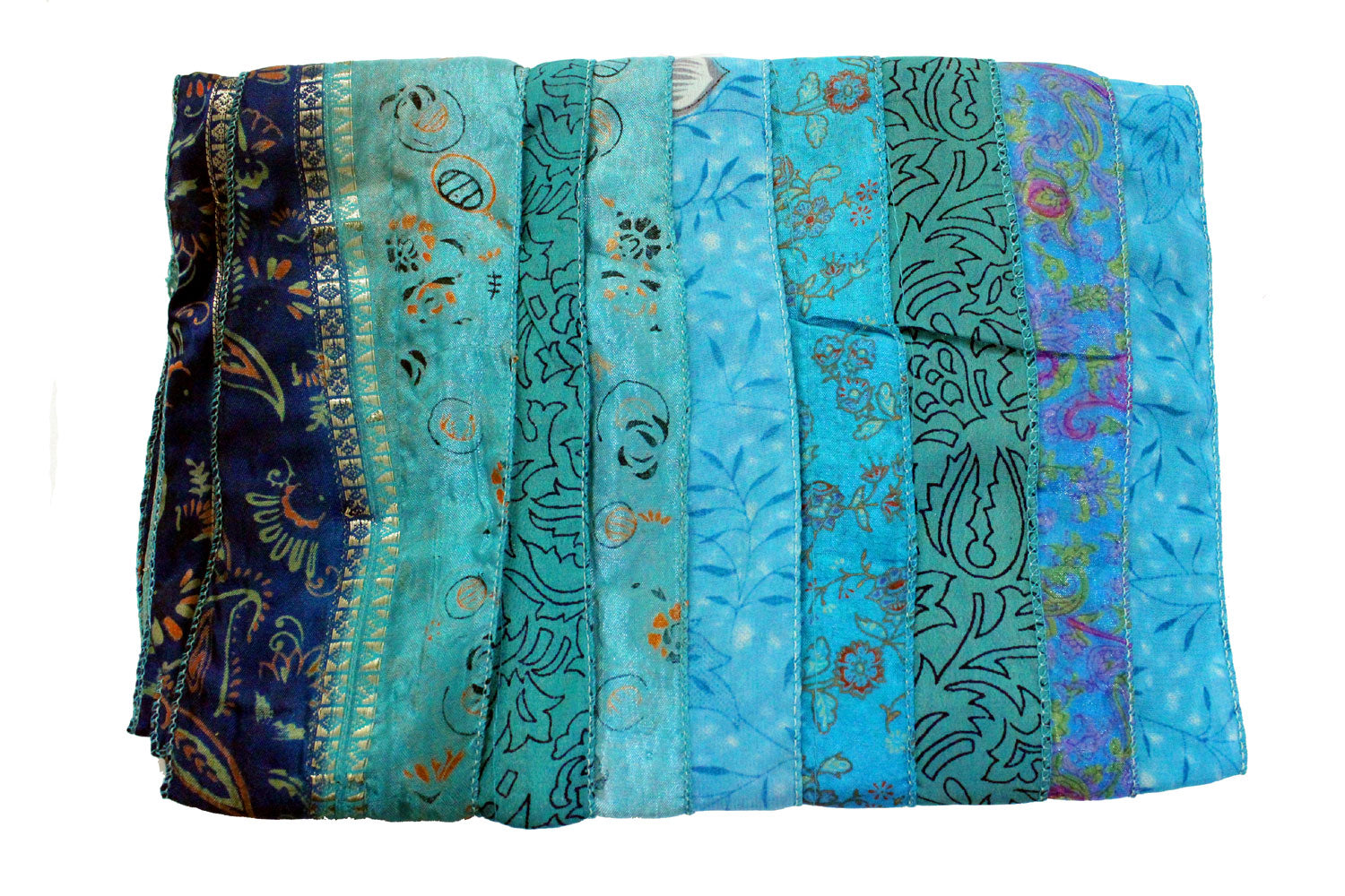 Indian Vintage Silk Sari Handmade Recycled Scarves Stoles Patchwork scarf wraps - Mangogiftsstore