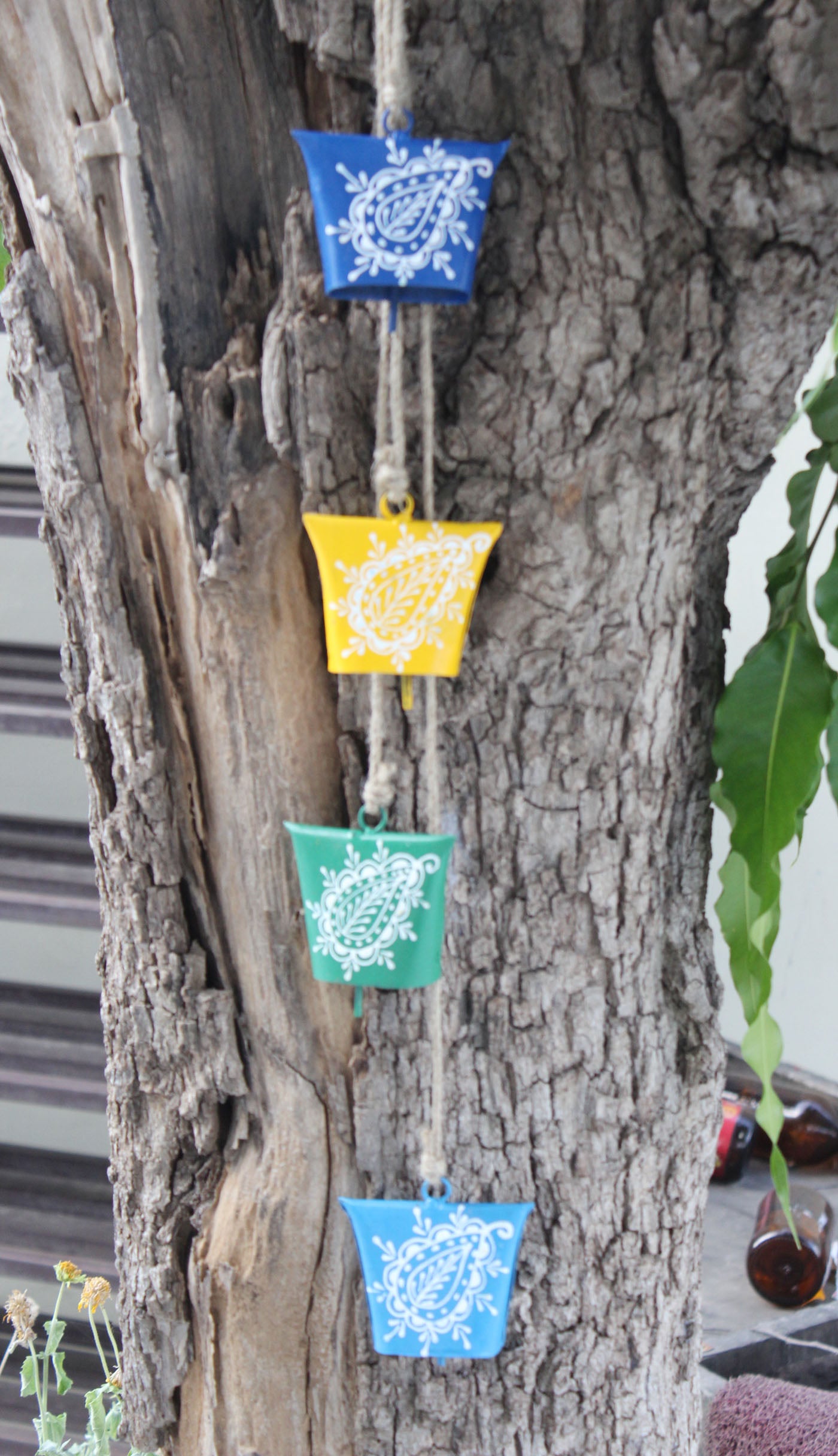 Hand Painted Iron Cow Bells - Rustic Garden Chime