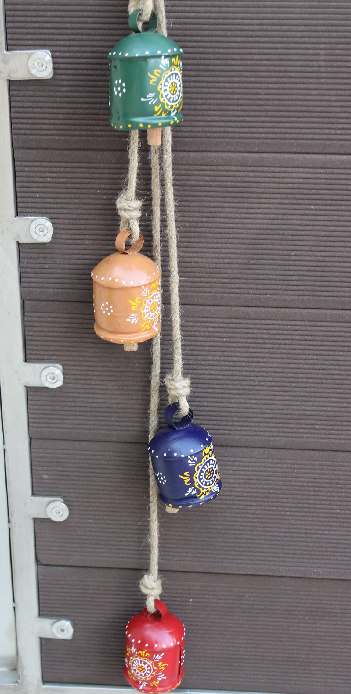 Hand Painted Iron Tin Cow Bells - Rustic Garden Chime