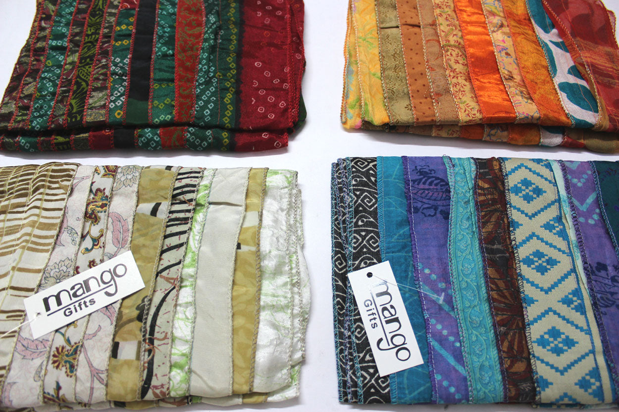 Handmade Vintage Silk Sari Scarves & Stoles from India Recycled Sari