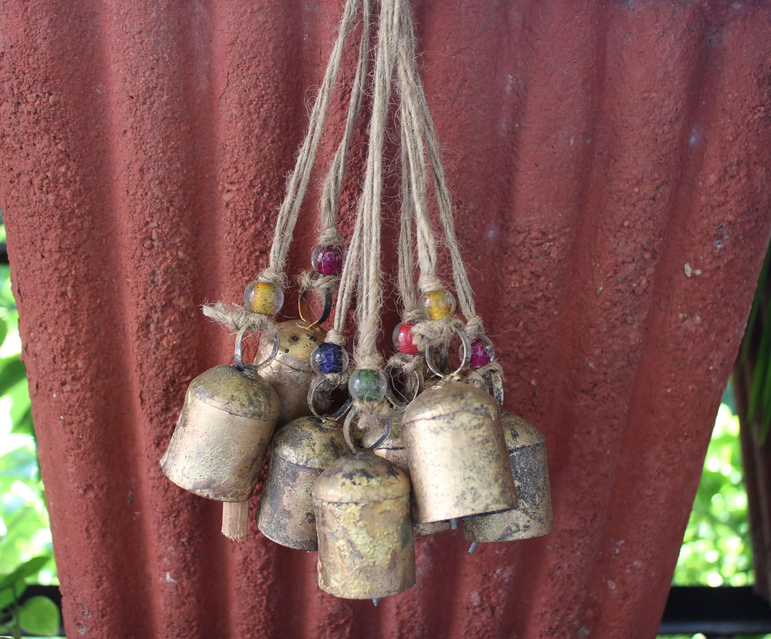 Bells Rustic Iron Tin Bells Set of 24 with Jute String