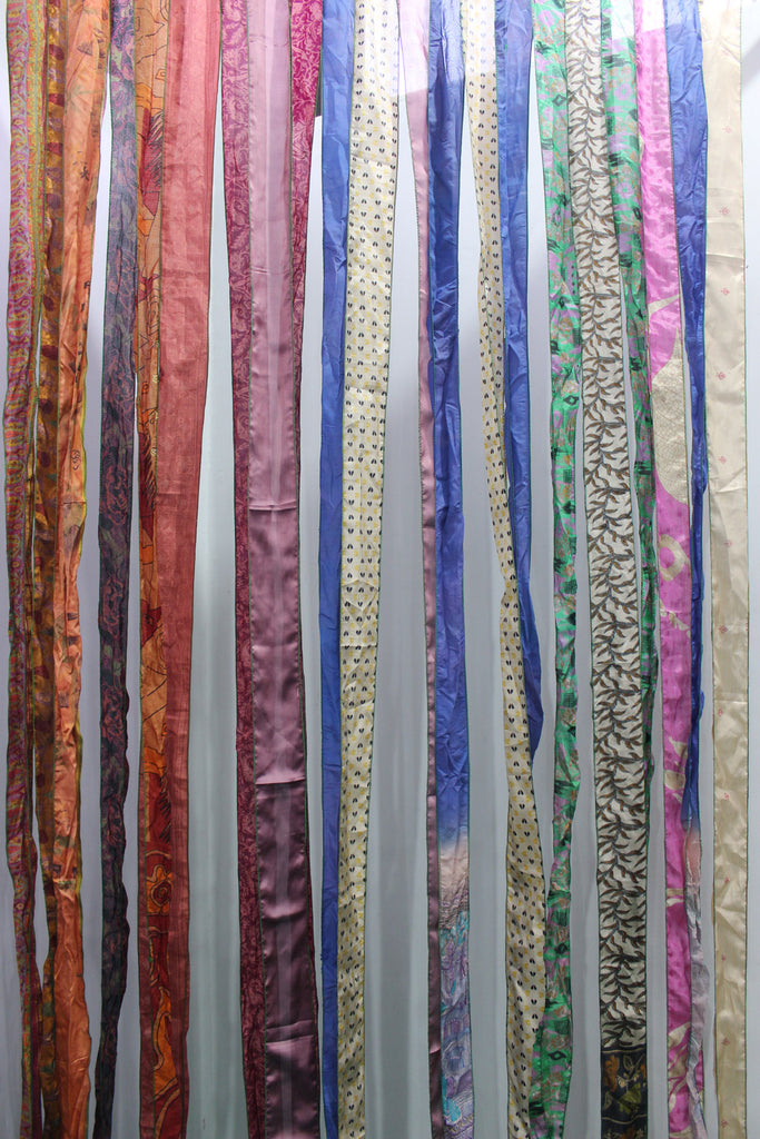 Recycled Indain Silk Sari Fabric Strip Curtain Boho Theme Hippy