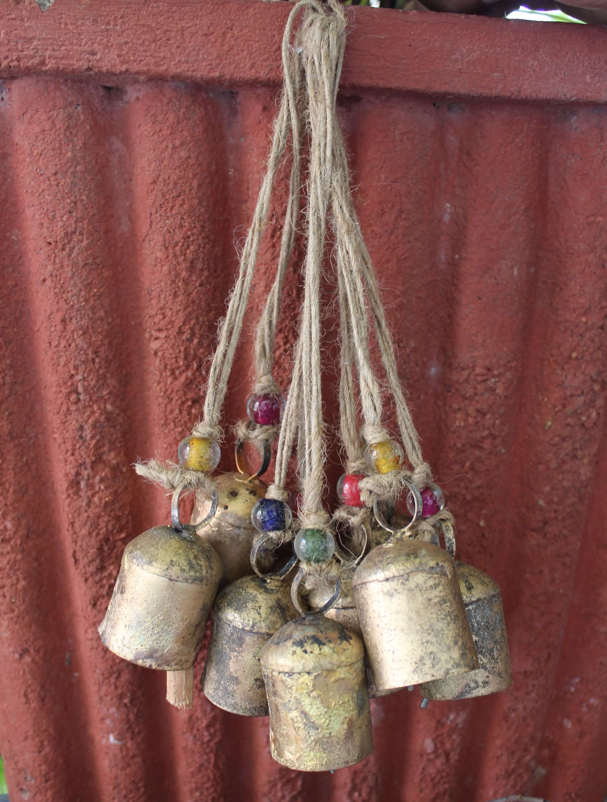 Bells Rustic Iron Tin Bells Set of 24 with Jute String