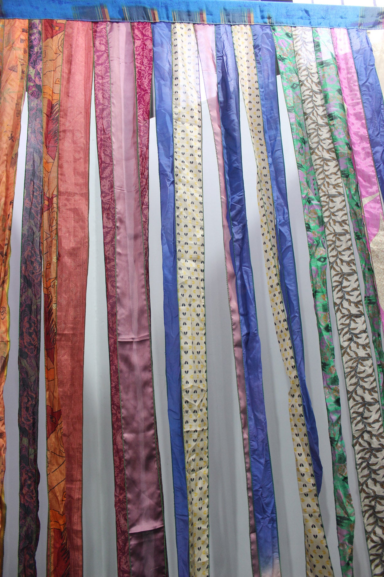 Recycled Indain Silk Sari Fabric Strip Curtain Boho Theme Hippy Hippie Gypsy Bohemian Decor