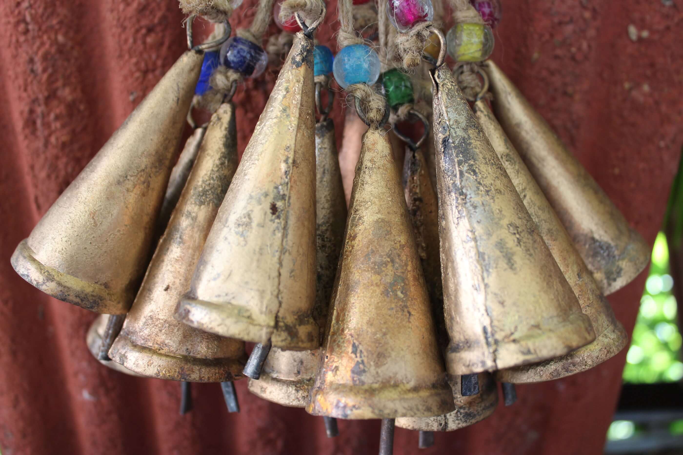 Bells Rustic Iron Tin Bells Set of 24 with Jute String