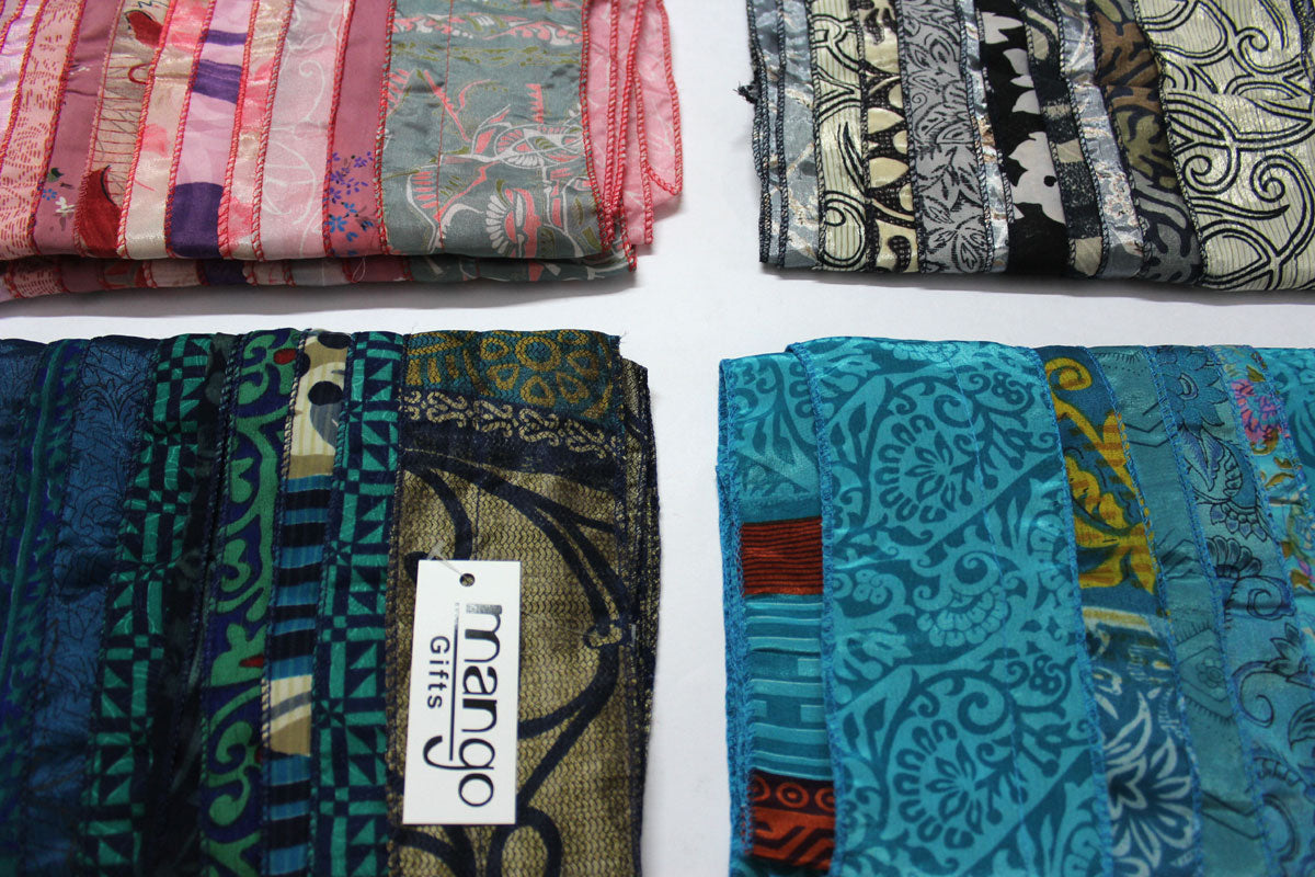 Handmade Vintage Silk Sari Scarves & Stoles from India Recycled Sari