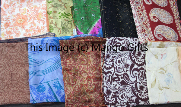 Indian Silk Sari saree vintage Scarf Scarves Shawl Wrap Dupatta Head wraps Large Size - Mangogiftsstore