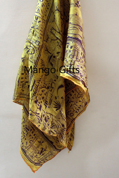 Indian Silk Sari saree vintage Scarf Scarves Shawl Wrap Dupatta Head wraps Large Size - Mangogiftsstore