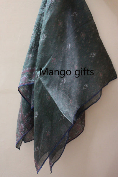 Indian Silk Sari saree vintage Scarf Scarves Shawl Wrap Dupatta Head wraps Large Size - Mangogiftsstore