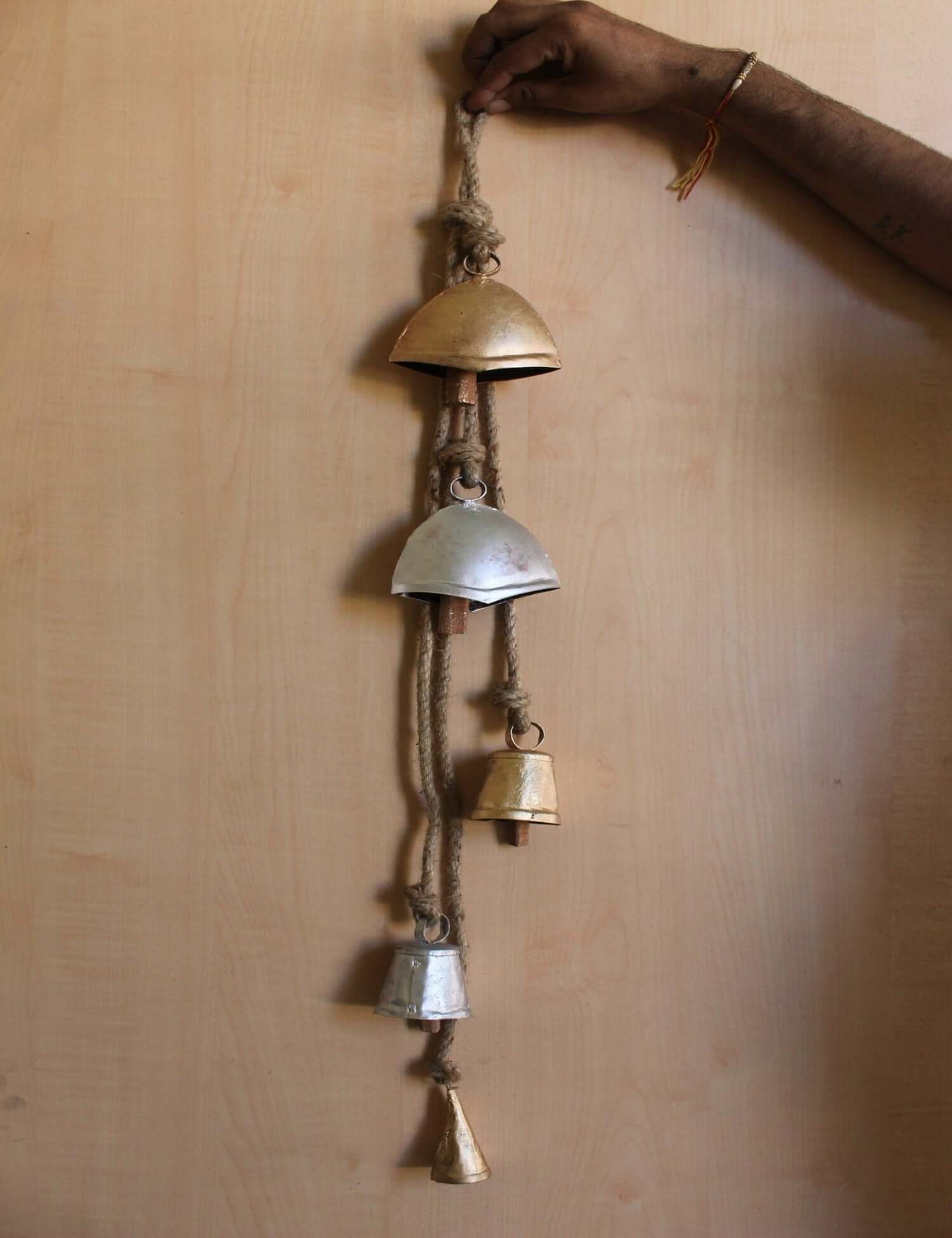 Vintage Gold & Silver Bells Hanging Chimes - 82 cm
