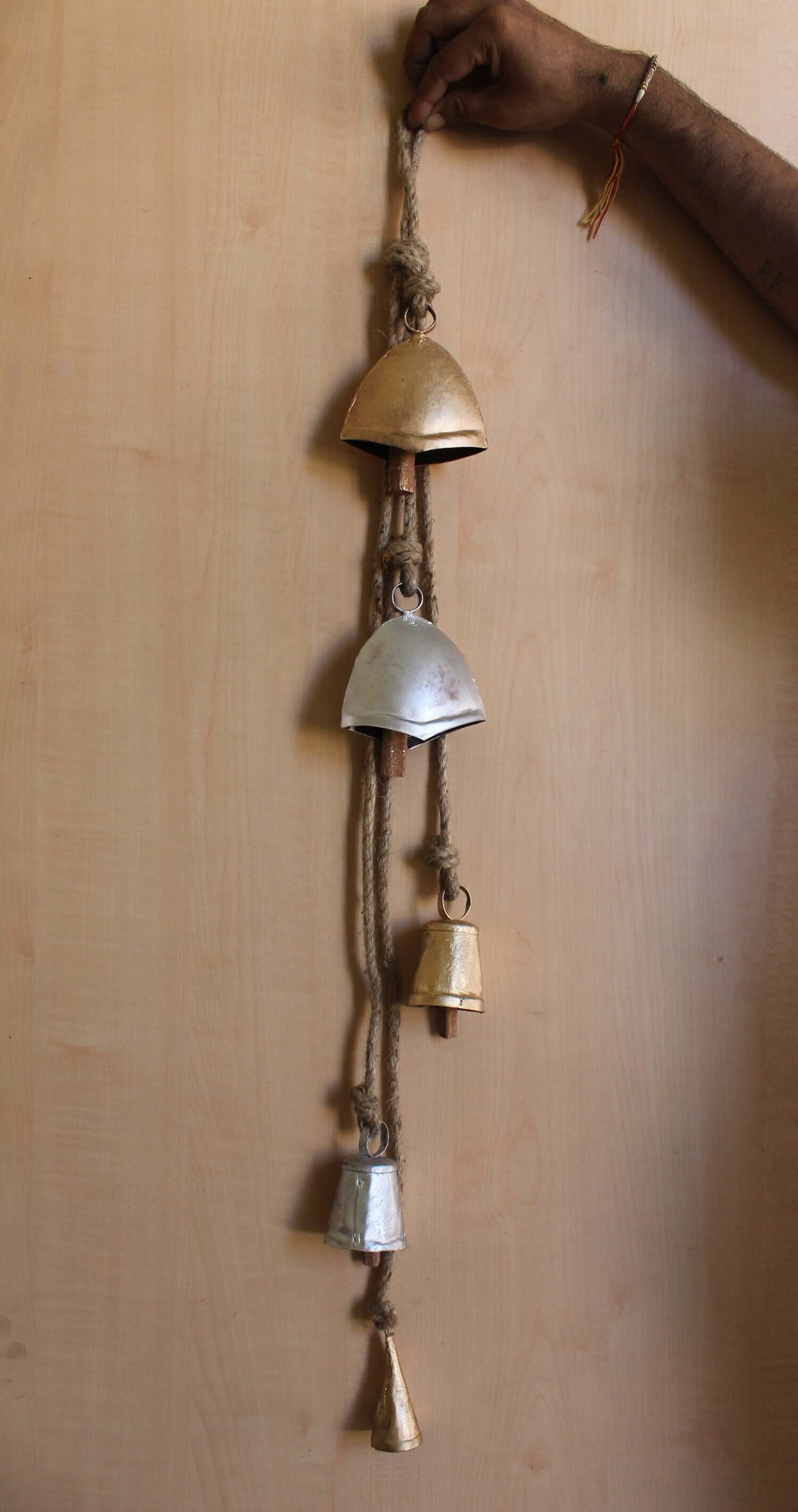 Vintage Gold & Silver Bells Hanging Chimes - 82 cm