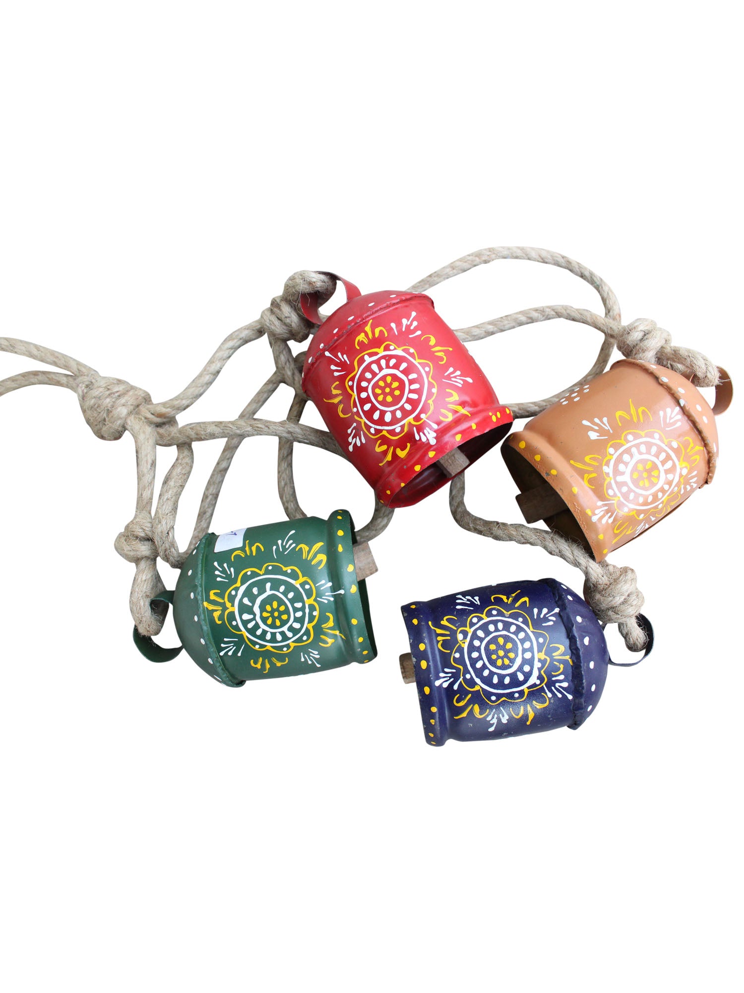 Hand Painted Iron Tin Cow Bells - Rustic Garden Chime