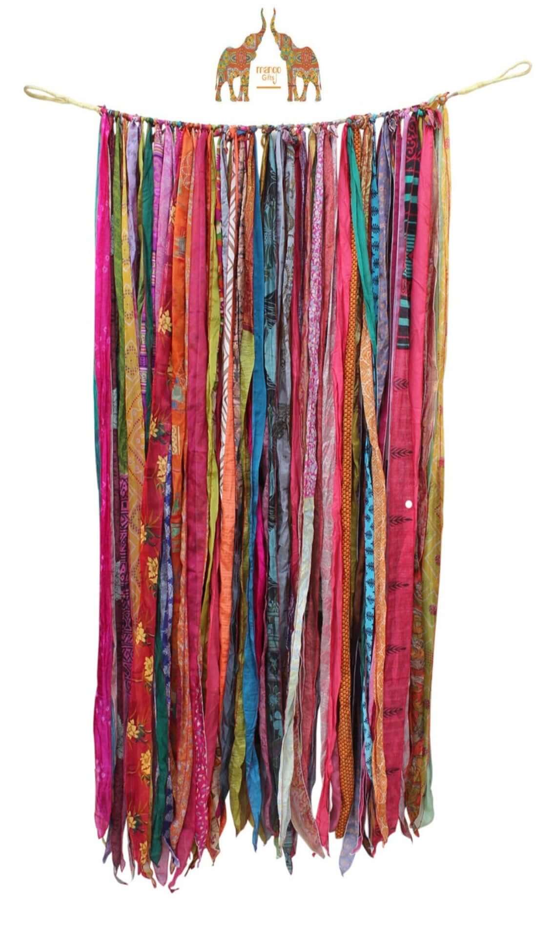 Recycled Silk Sari Bohemian Curtains - 210 x 120 cm