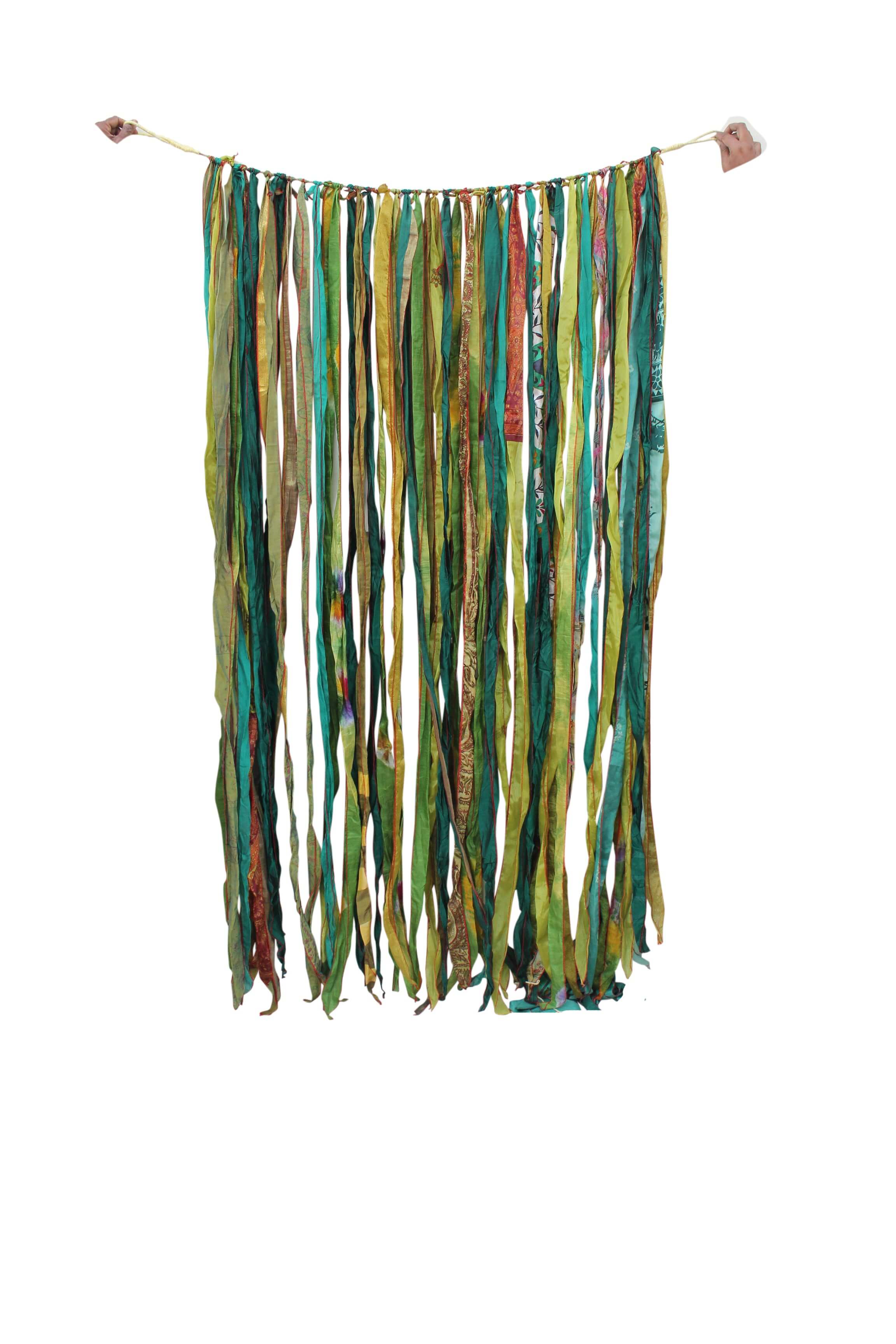 Recycled Silk Sari Bohemian Curtains - 210 x 120 cm