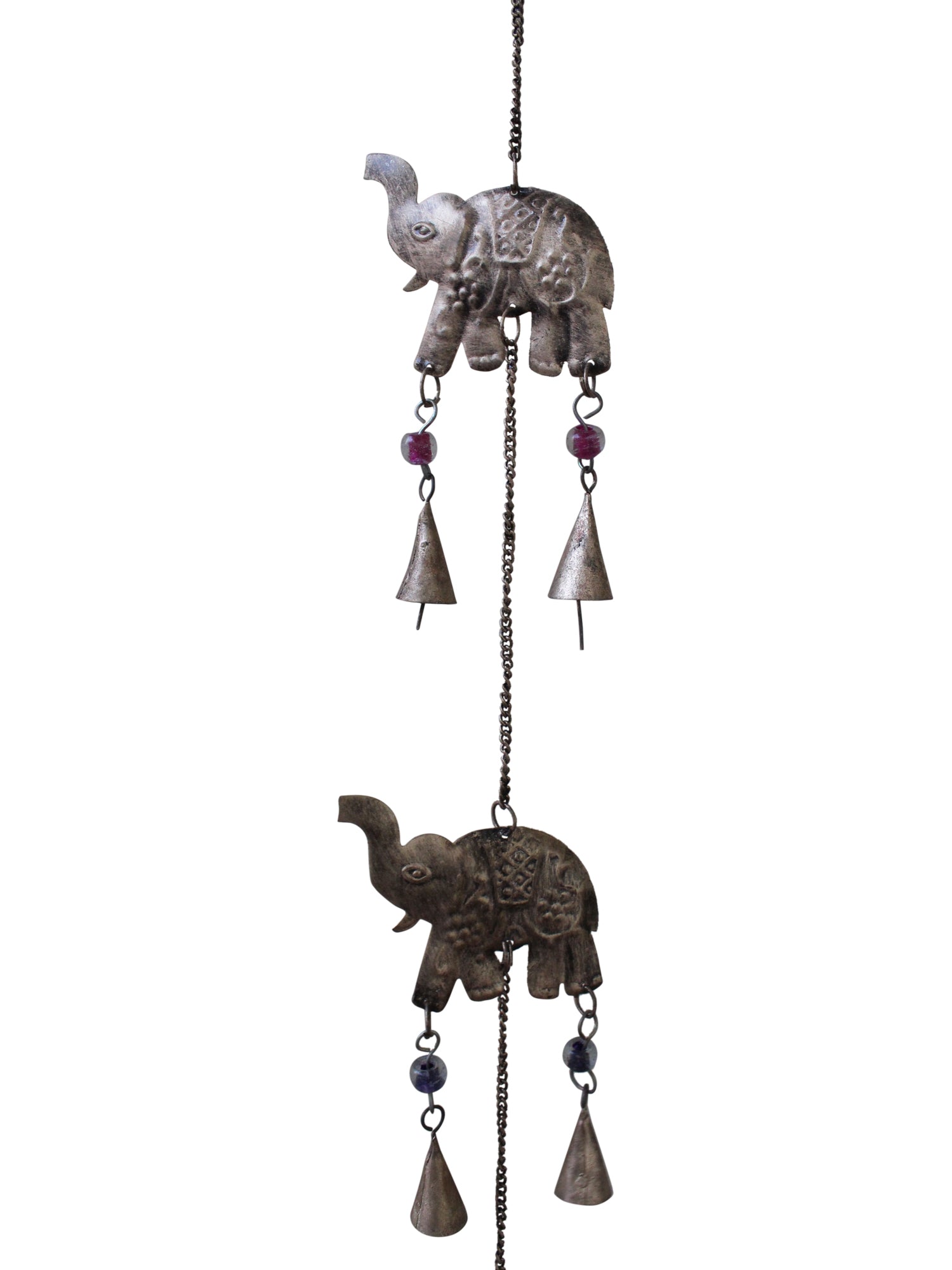 Enhance your garden with our 130 cm elephant wind chime. Handmade, recycled materials, sounds beautiful! Perfect outdoor decor.