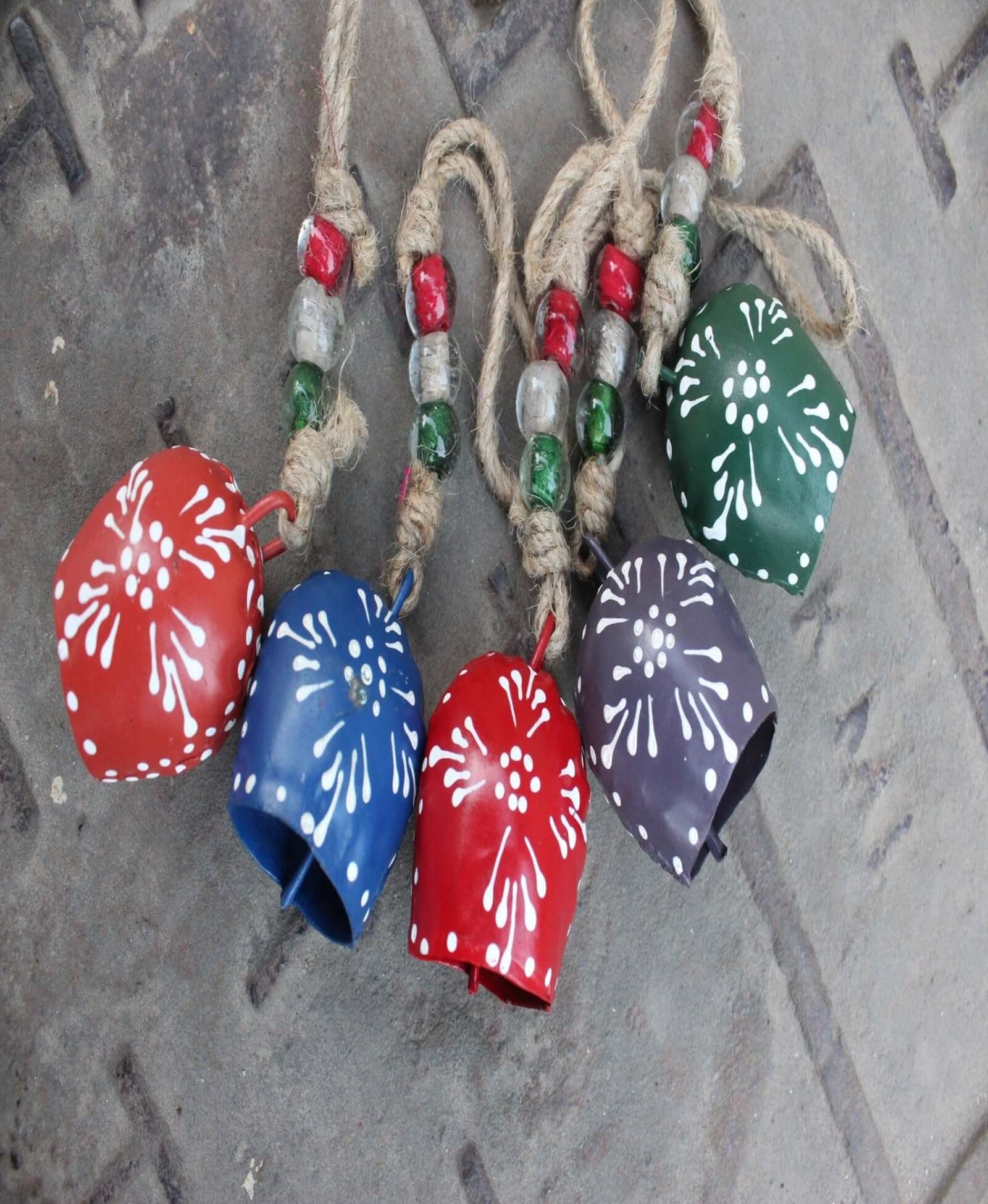 Hand Painted Metal Bells for Indoor & Outdoor Decor
