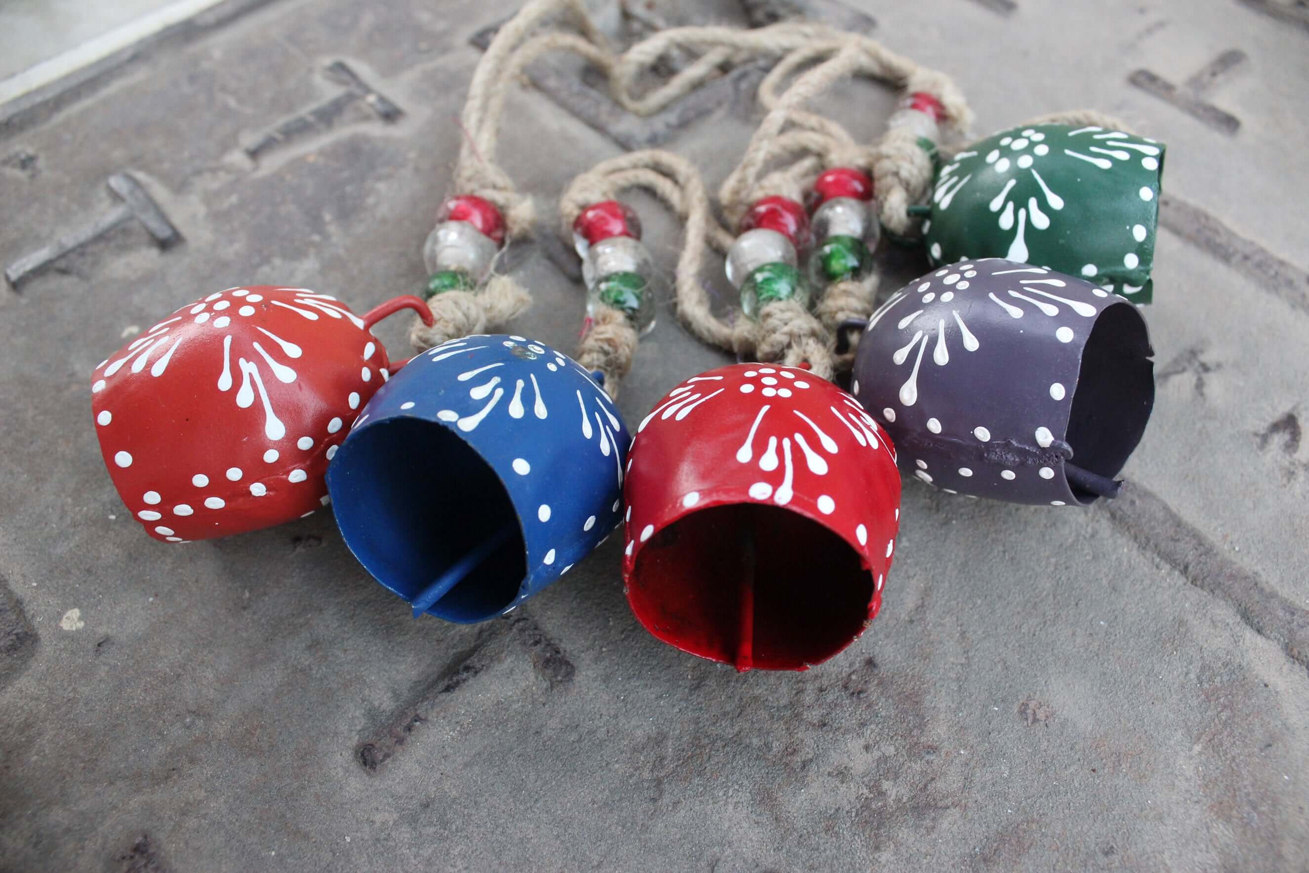 Hand Painted Metal Bells for Indoor & Outdoor Decor