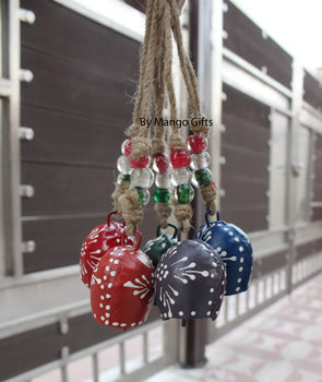 Hand Painted Boho Theme bells on rope 