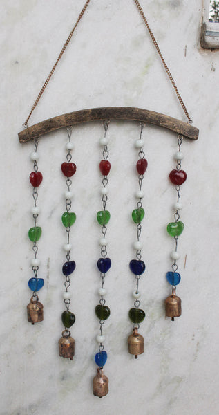 Handcrafted Beaded Iron Windchime Decorative Windchimes Indian Metal Craft Mobiles Suncatcher