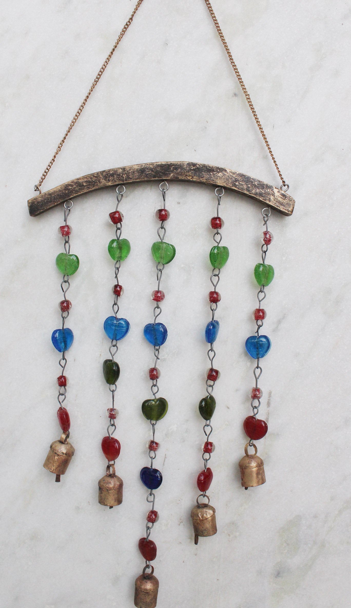 Handcrafted Beaded Iron Windchime | Boho Hanging Mobile