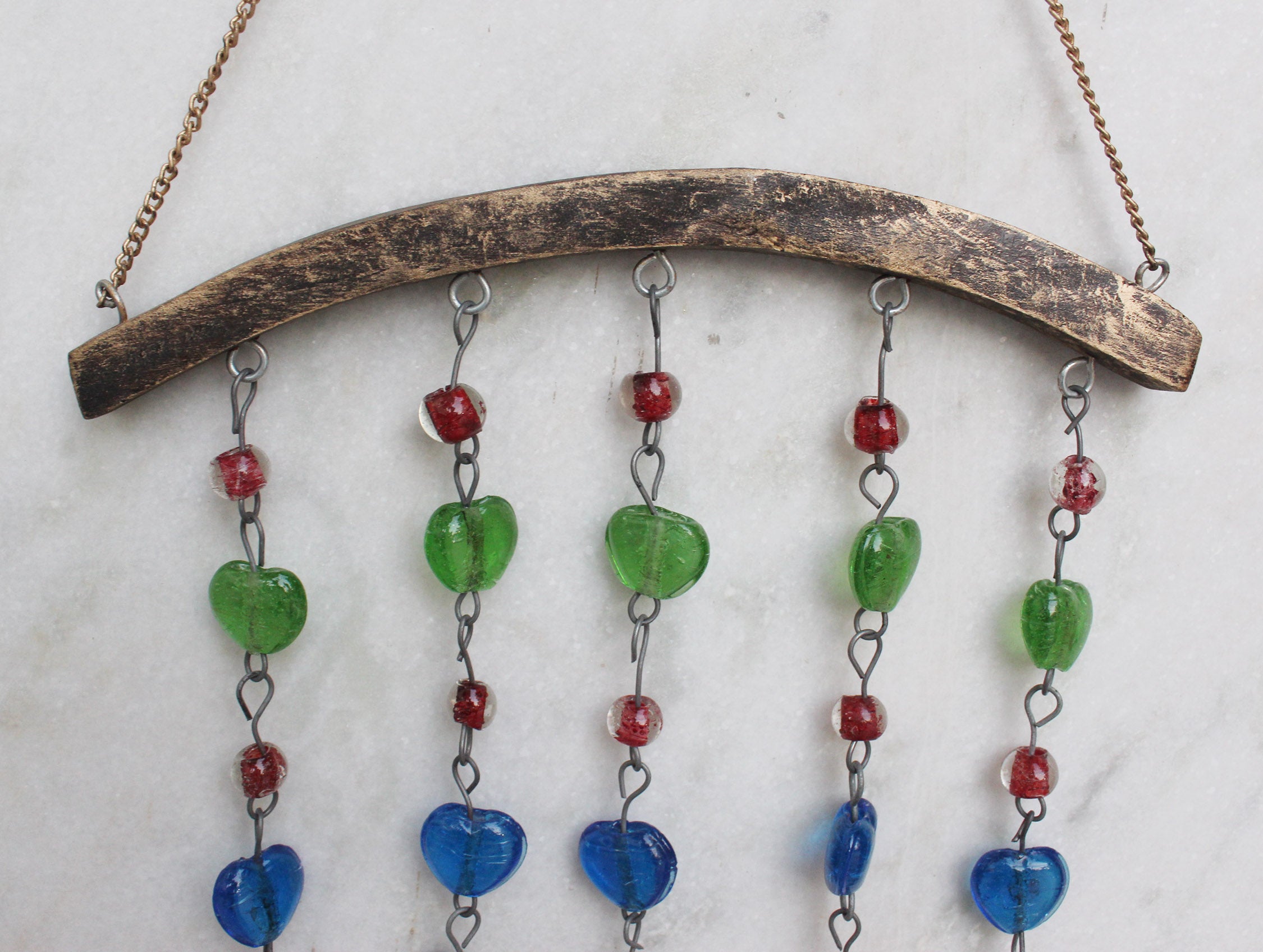 Handcrafted Beaded Iron Windchime | Boho Hanging Mobile