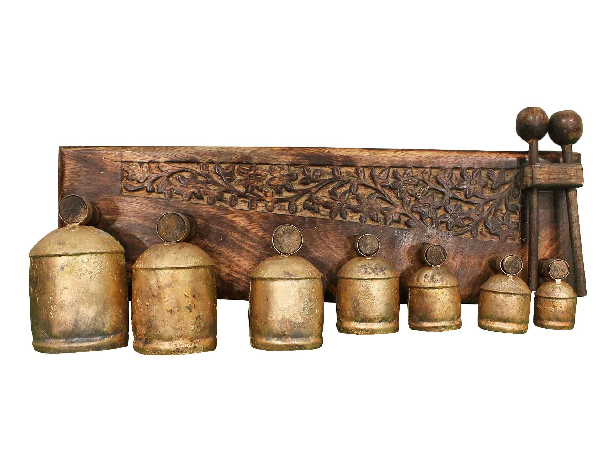 Discover the Handmade Bell Xylophone with 7 antique gold bells. Perfect for music lovers, educators, and collectors. Eco-friendly and beautifully crafted!
