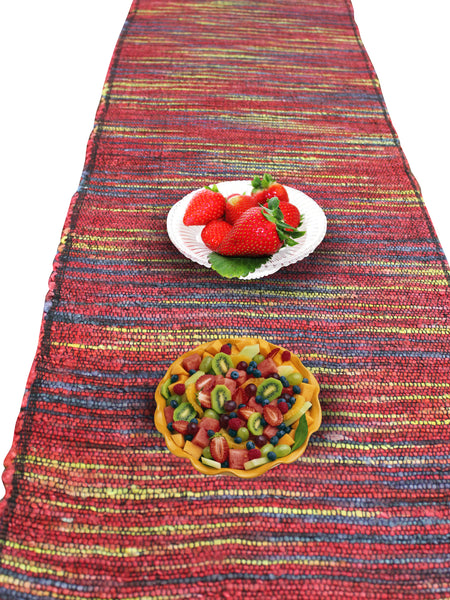 Cotton Banana Table Runner , 15 x 74 Inches , Multicolour Table Runner with Fringes, Every Day Use , Premium Quality