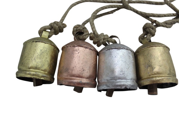 Recycled Iron Cow Bells Wind Chime Country Style Rustic Metal Giant Hanging