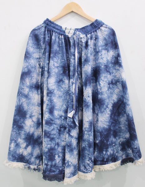 Tie-Dye Bohemian Summer Skirt Indigo Tie Dye Prints Hippie Casual Women Fashion Indigo Boho Skirts