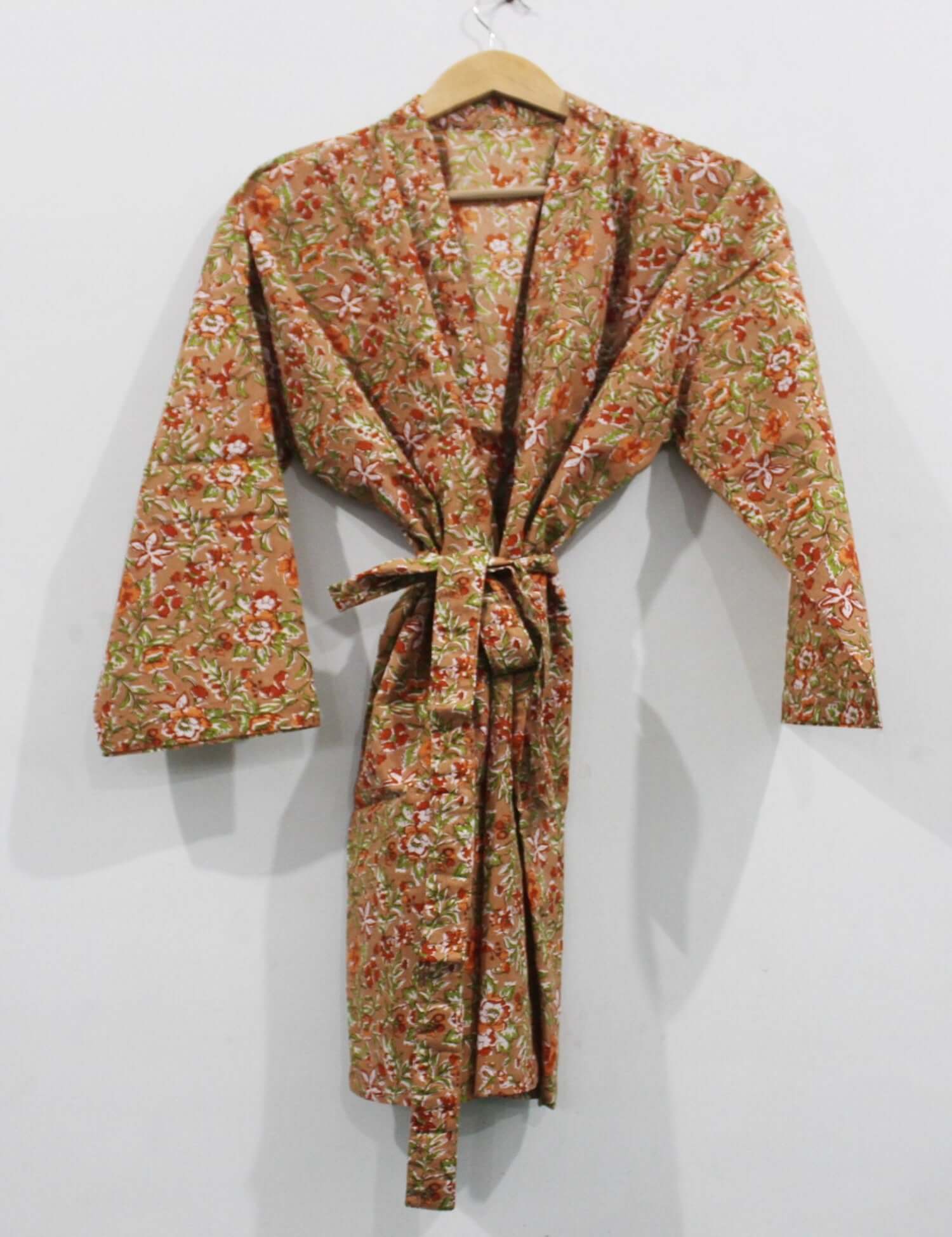 Copy of Hand Block Print 100% Cotton Kimono Bathrobe 100 Copy of Hand Block Print 100% Cotton Kimono Bathrobe 100