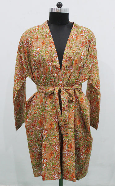 Copy of Hand Block Print 100%Cotton Kimono Bathrobe Women Floral Dress Wholesale Lot