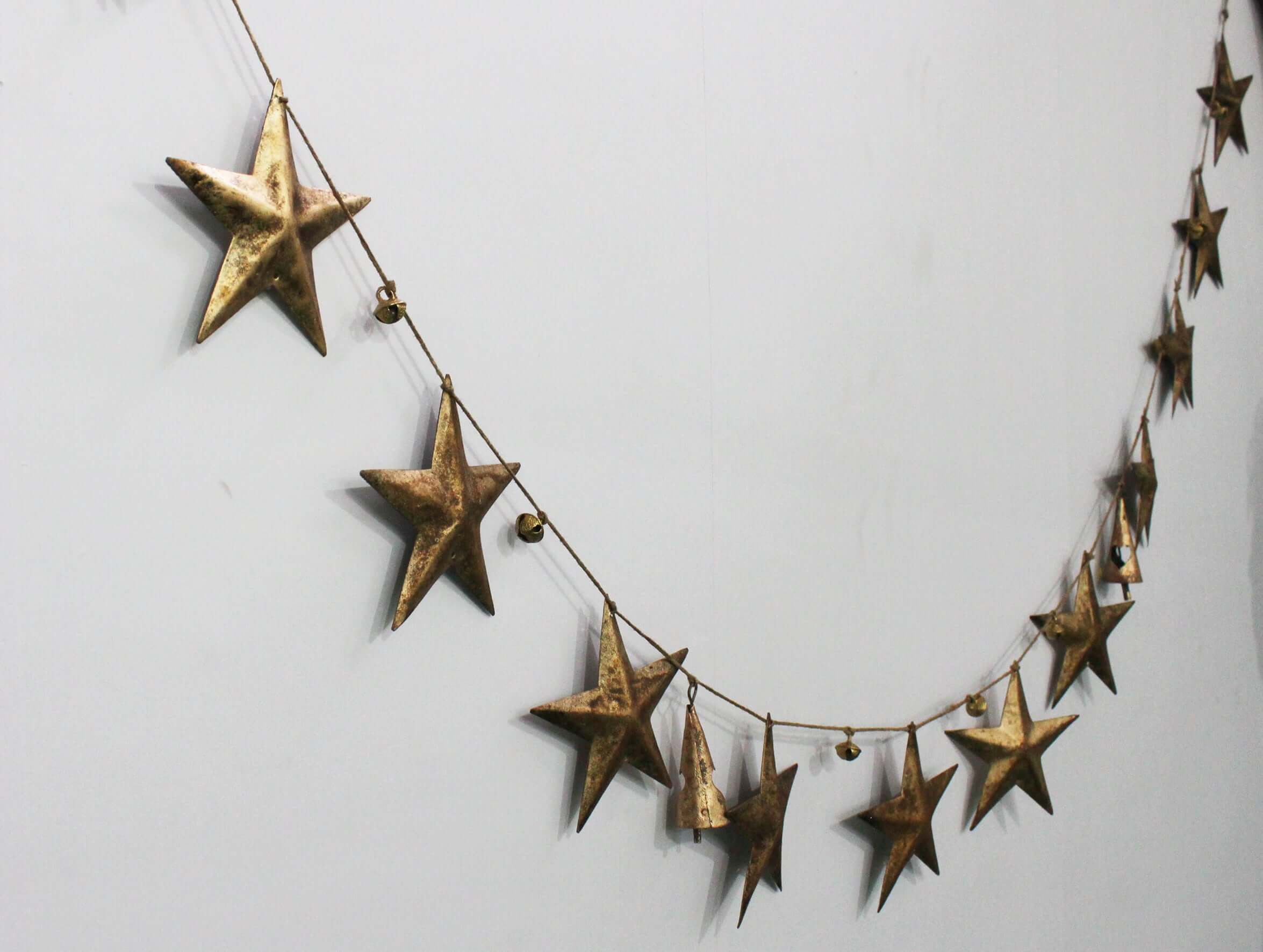 Rustic Iron Stars Jute Garland - Bohemian Décor