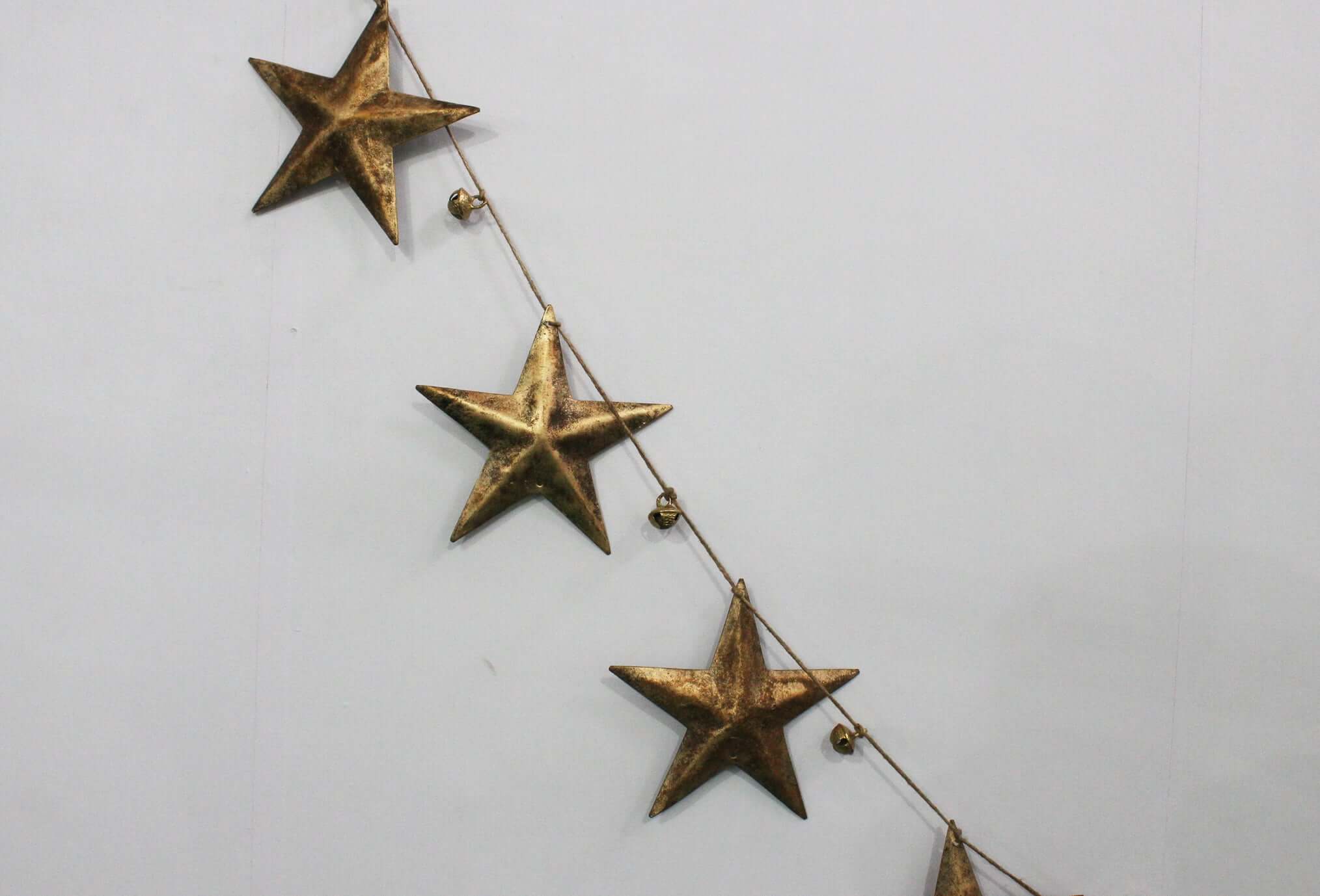 Rustic Iron Stars Jute Garland - Bohemian Décor