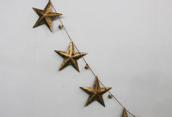 Rustic Iron Metal Stars Hanging Jute Garland Decoration Bohemian Home Décor Country Primitive Christmas Holiday Decoration