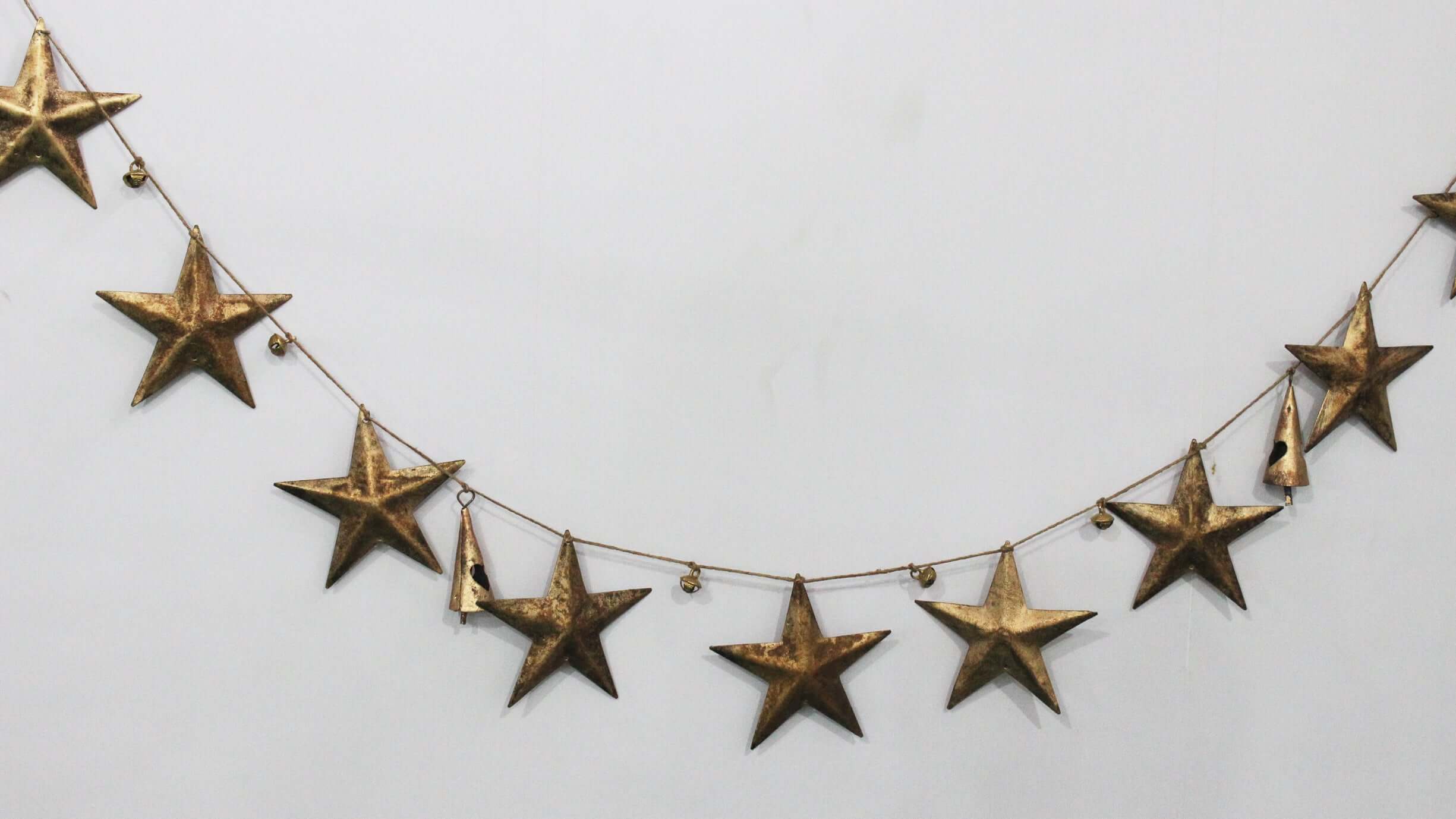 Rustic Iron Stars Jute Garland - Bohemian Décor