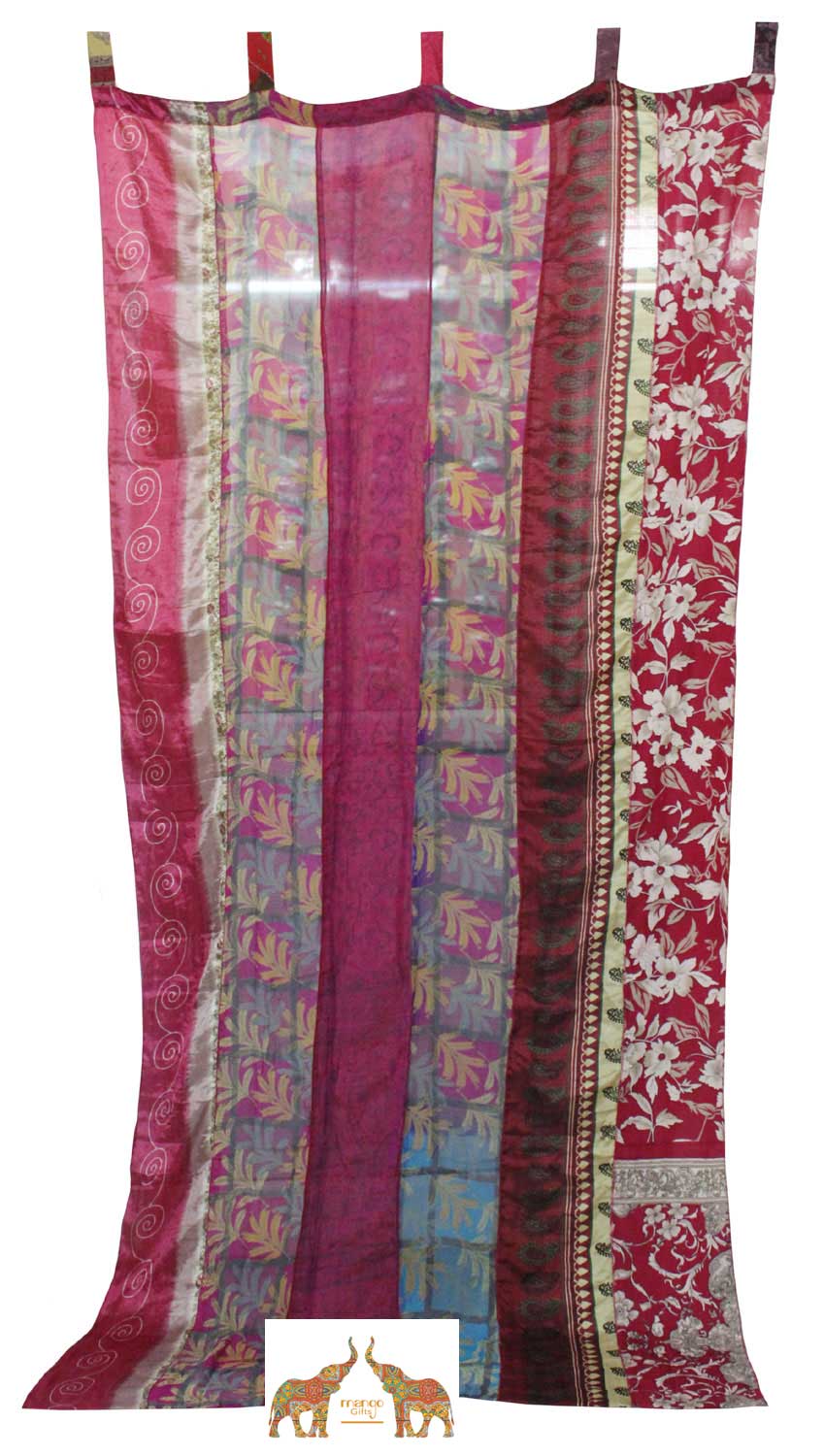 Indian Old Sari Multicolor Curtain Door Drape Window Decor Silk Saree Curtain - Mangogiftsstore