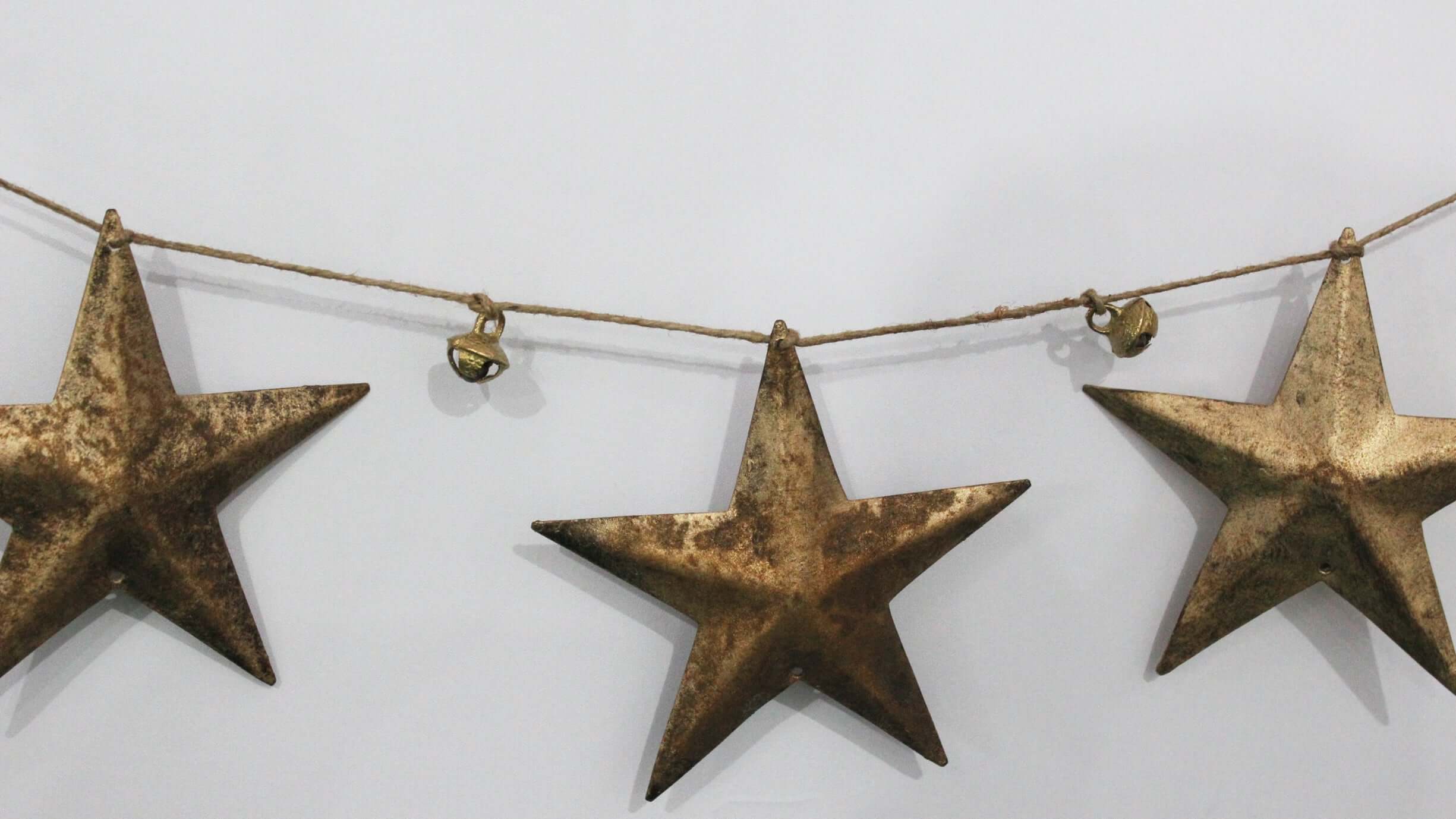 Rustic Iron Stars Jute Garland - Bohemian Décor