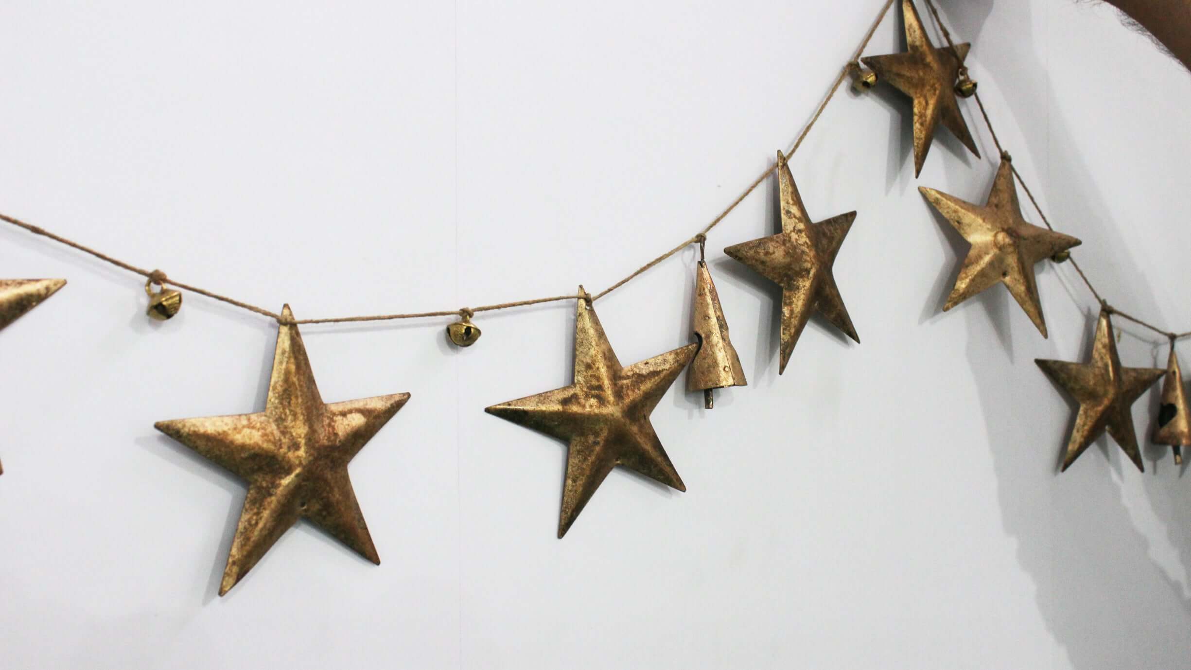 Rustic Iron Stars Jute Garland - Bohemian Décor