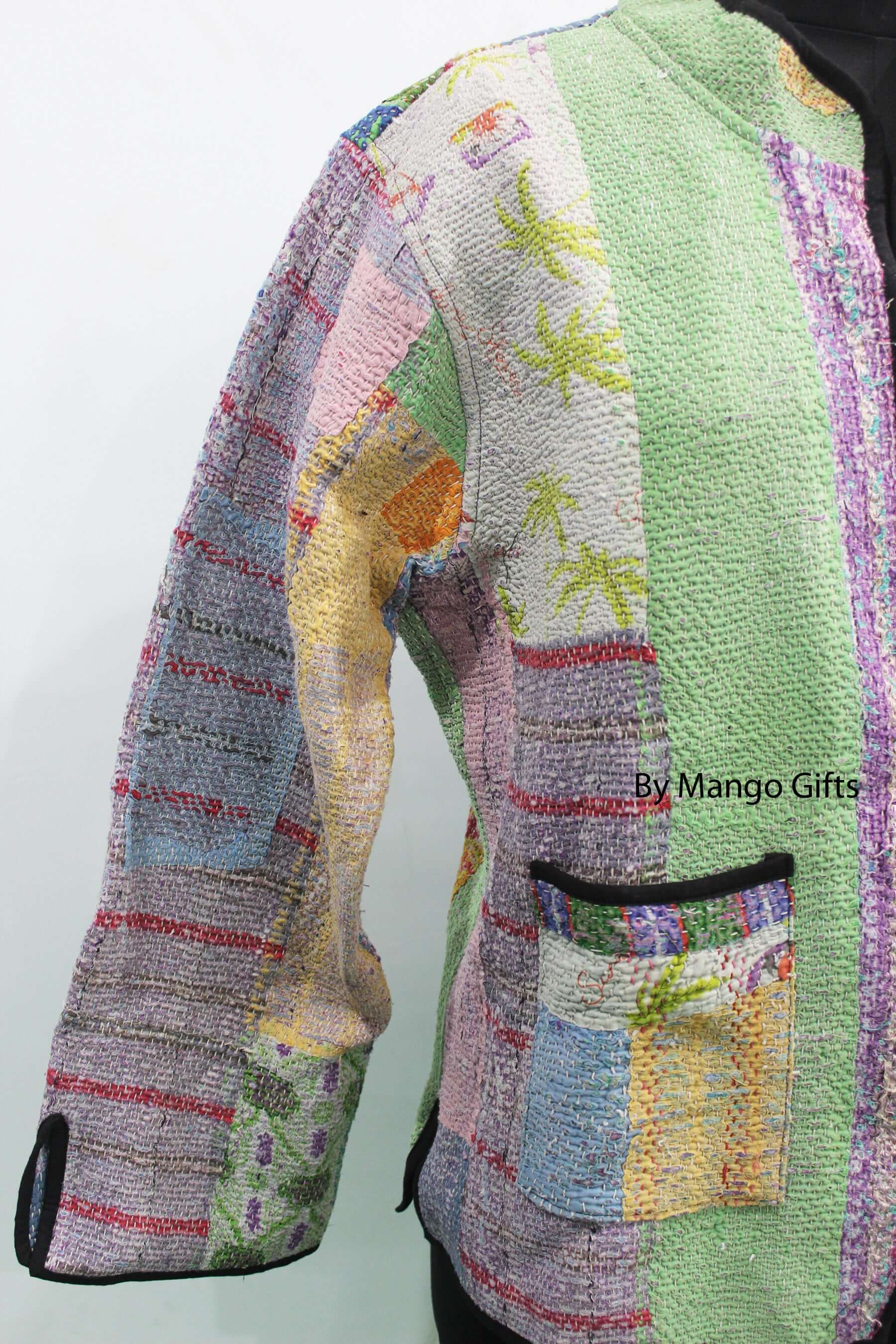 Vintage Cotton Kantha Jacket Coat - Bohemian Style