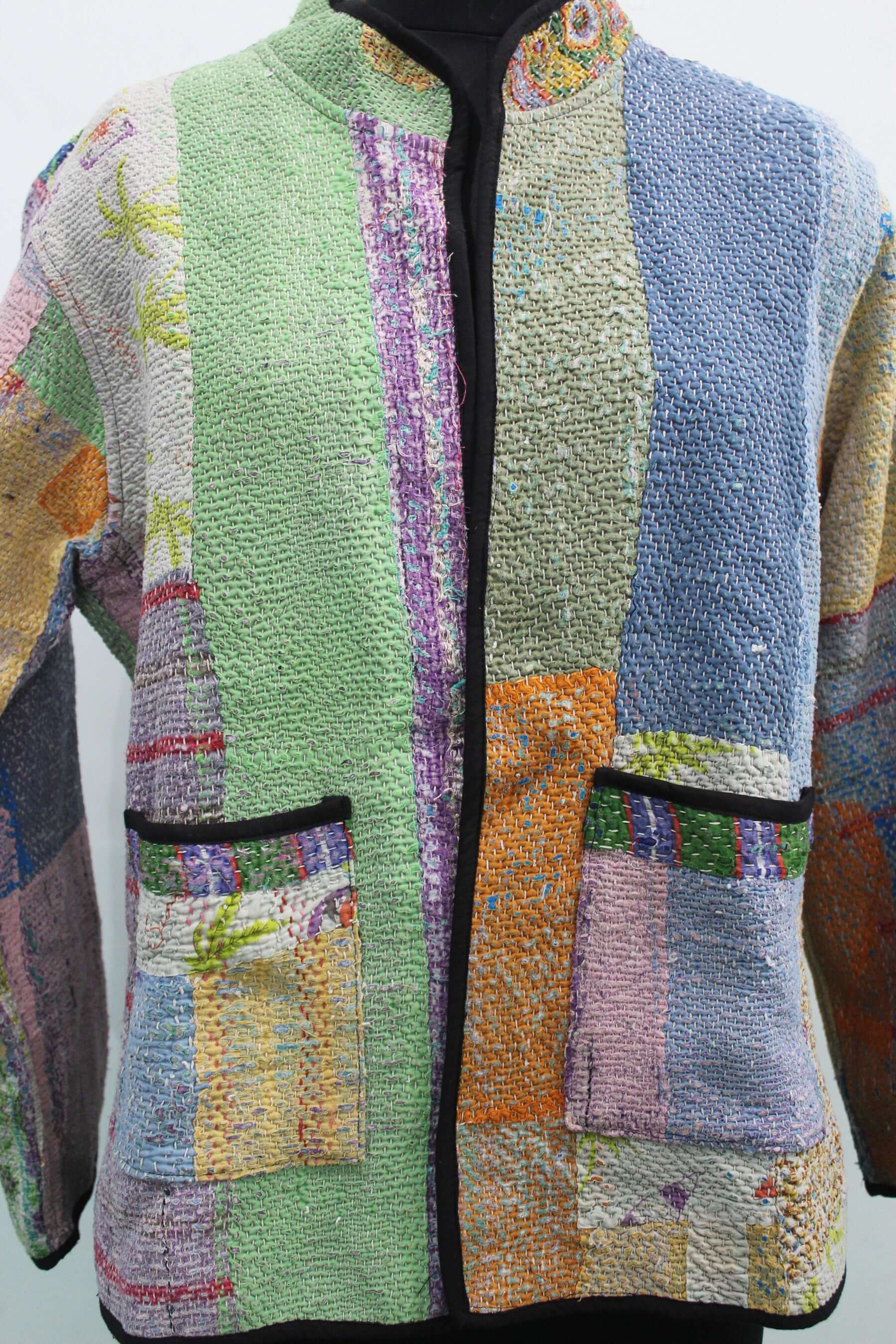 Vintage Cotton Kantha Jacket Coat - Bohemian Style